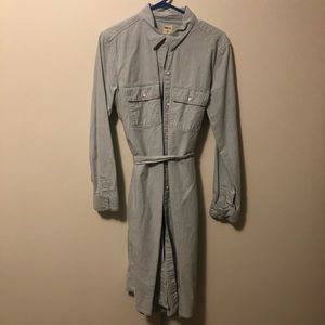 Gap pin stripe denim long sleeve shirtdress